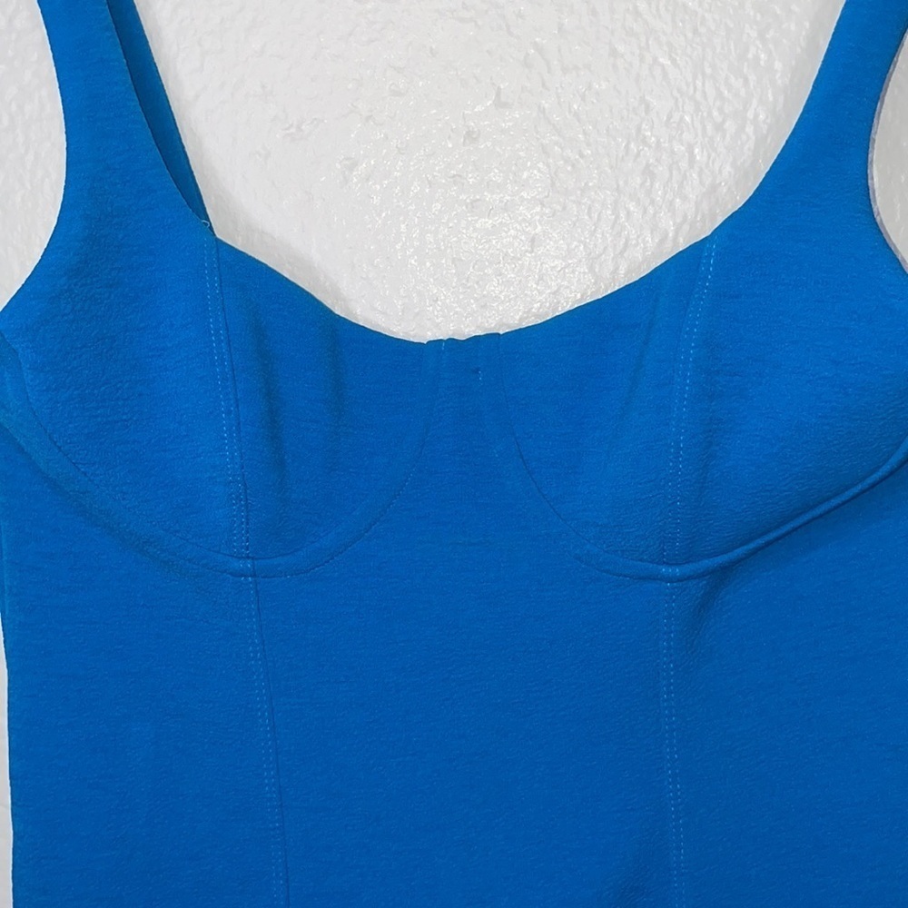NWT Zara Electric Blue Corset Stitch Bodycon Mini Dress Size Small - Picture 8 of 12